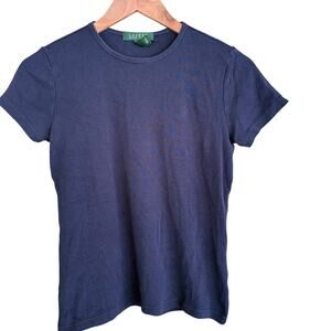 Ralph Lauren Logo Tee S Navy Blue Academia Prep Capsuel